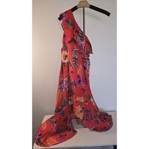 Francescas Mi Ami Youth 12 Red/Orange Floral‎ Tropical One Shoulder Dress -164